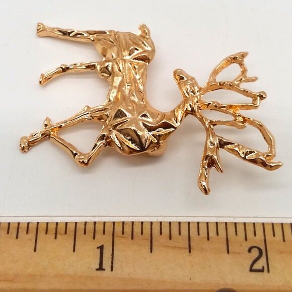 Brooch Deer Reindeer Buck Stag Pin Gold Holiday Stylish Trendy Glam - Picture 3 of 3